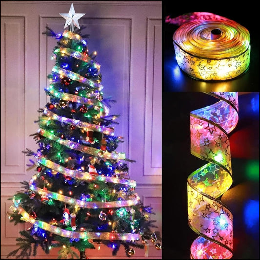Cinta De Seda Navidad Con Luces Led