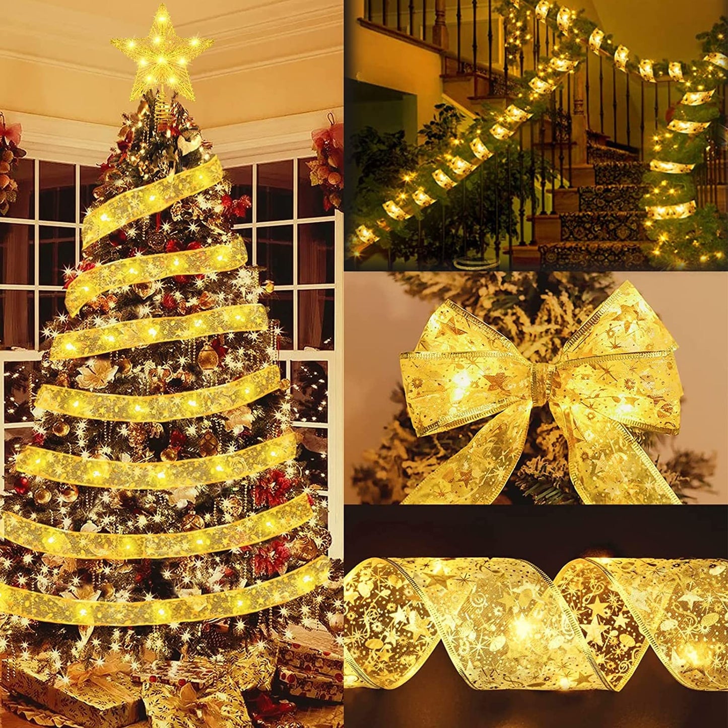 Cinta De Seda Navidad Con Luces Led