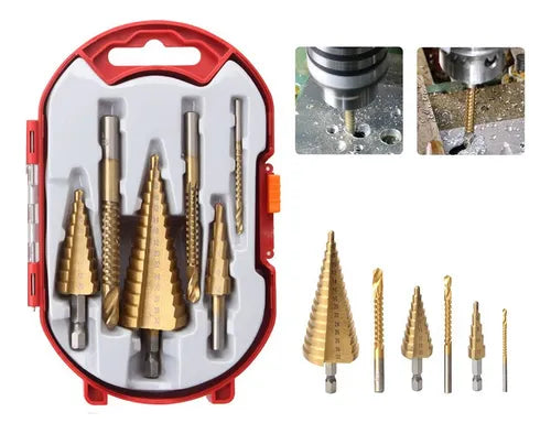 Juego De 6 Brocas Escalonadas de TITANIO